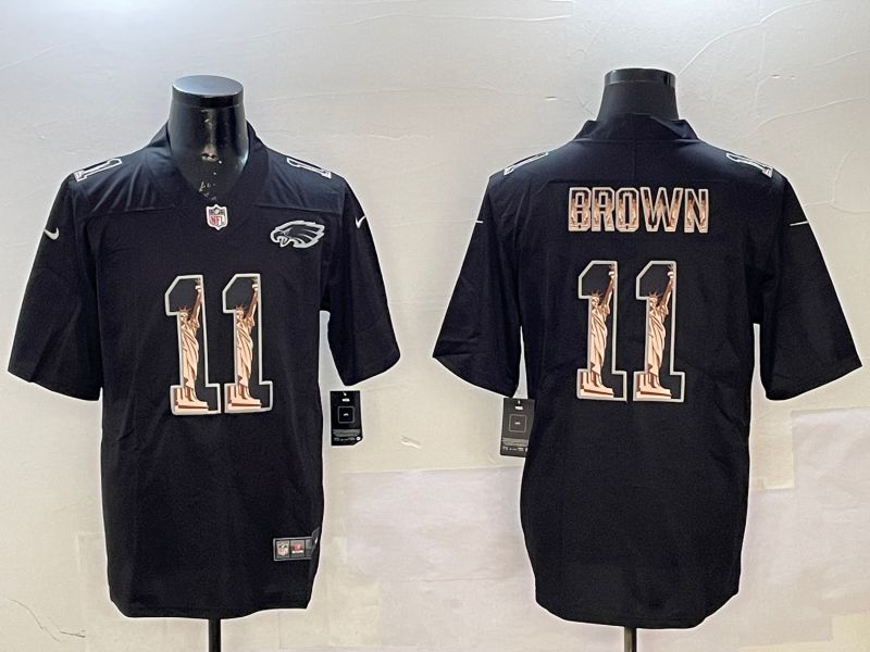 Men Philadelphia Eagles #11 Brown Black Lord goddess 2025 Nike Vapor Limited NFL Jersey style 1